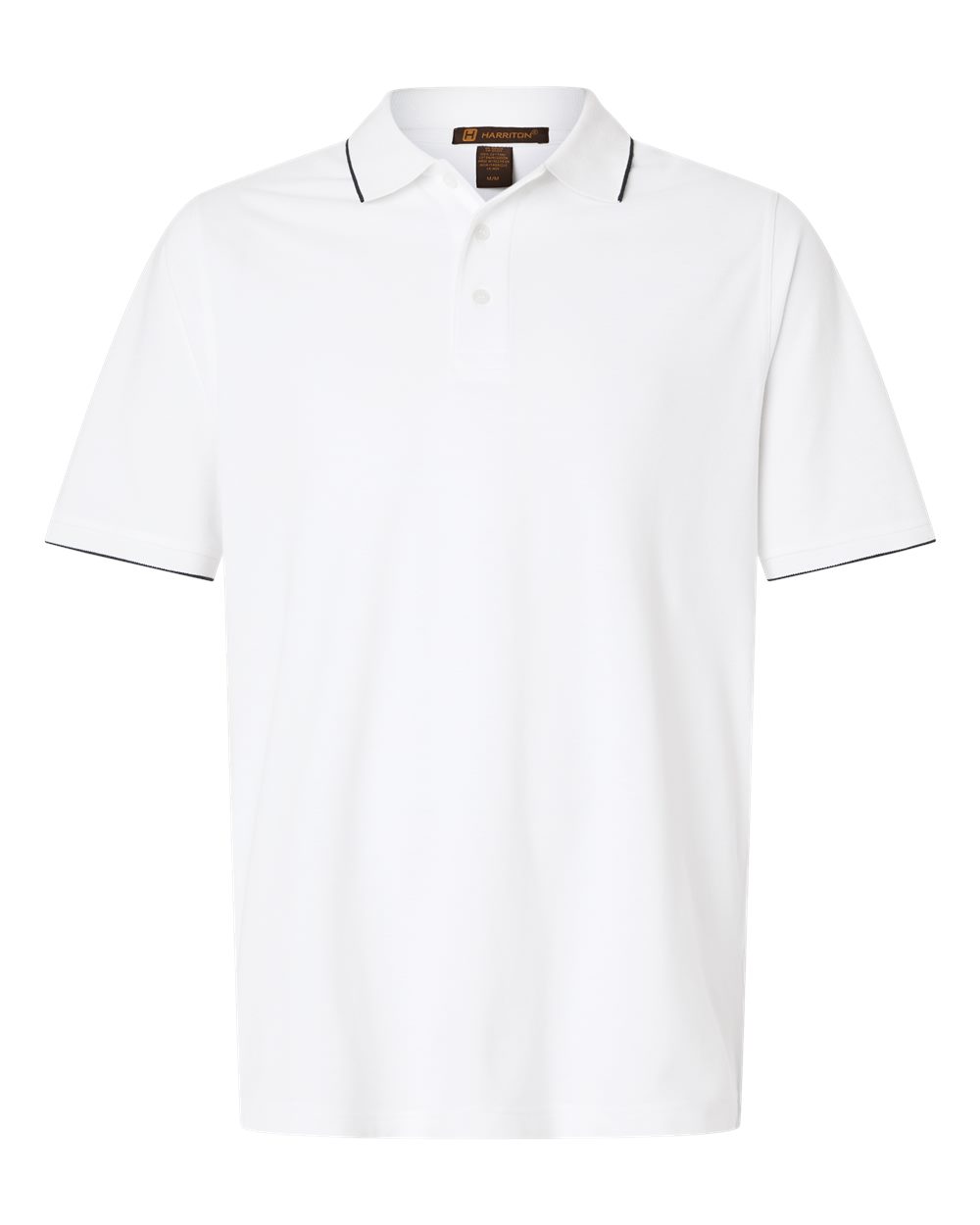 Harriton Men's Valiant Cotton Snag Protect Tipped Polo. M215 - White/ Black