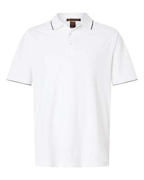 Harriton Men's Valiant Cotton Snag Protect Tipped Polo. M215 - White/ Black