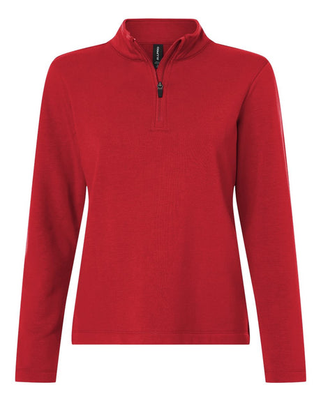 AllPro Women's Stretch Quarter-Zip Fleece Pullover. STF870L - Red