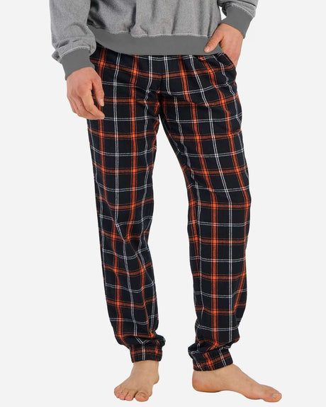 Boxercraft Unisex Flannel Joggers. BM6625 - Black/ Orange/ White Plaid