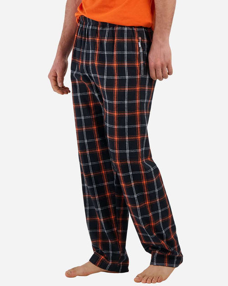 Boxercraft Men's Harley Flannel Pants. BM6624 - Black/ Orange/ White Plaid