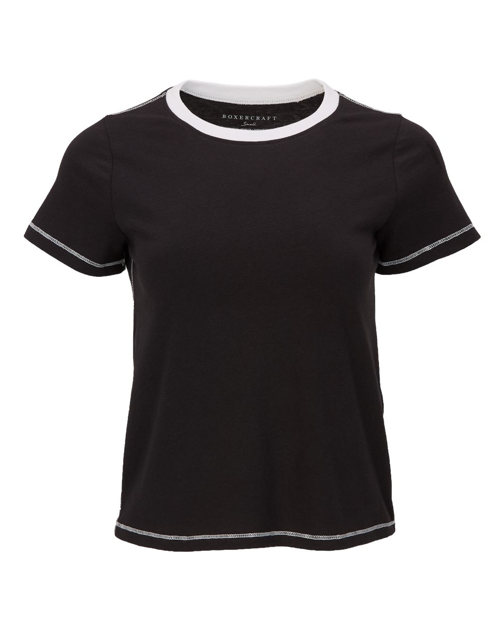 Boxercraft Women's Contrast Stitch Baby Tee. BW2106 - Black