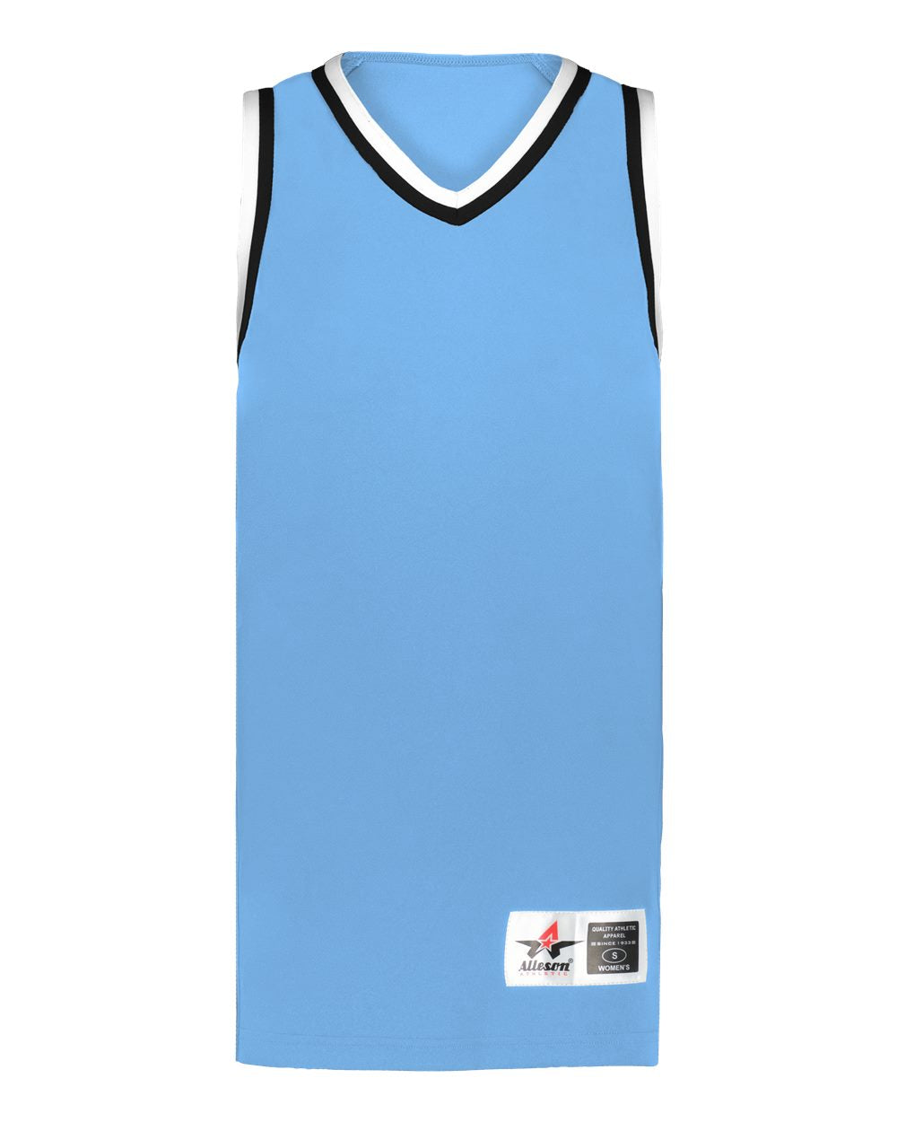 Alleson Athletic Women's Retro Basketball Jersey. A55000 - Columbia Blue/ Black/ White