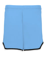 Alleson Athletic Women's Retro Basketball Shorts. A56000 - Columbia Blue/ Black/ White