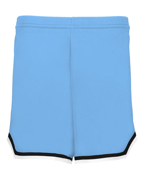 Alleson Athletic Women's Retro Basketball Shorts. A56000 - Columbia Blue/ Black/ White