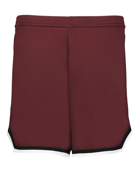 Alleson Athletic Women's Retro Basketball Shorts. A56000 - Maroon/ Black/ White