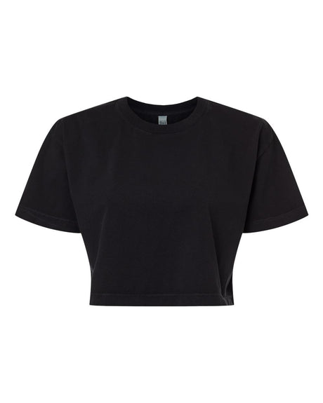 American Apparel Women's Heavyweight Cotton Garment-Dyed Boxy Cropped Tee. 1302GD - True Black