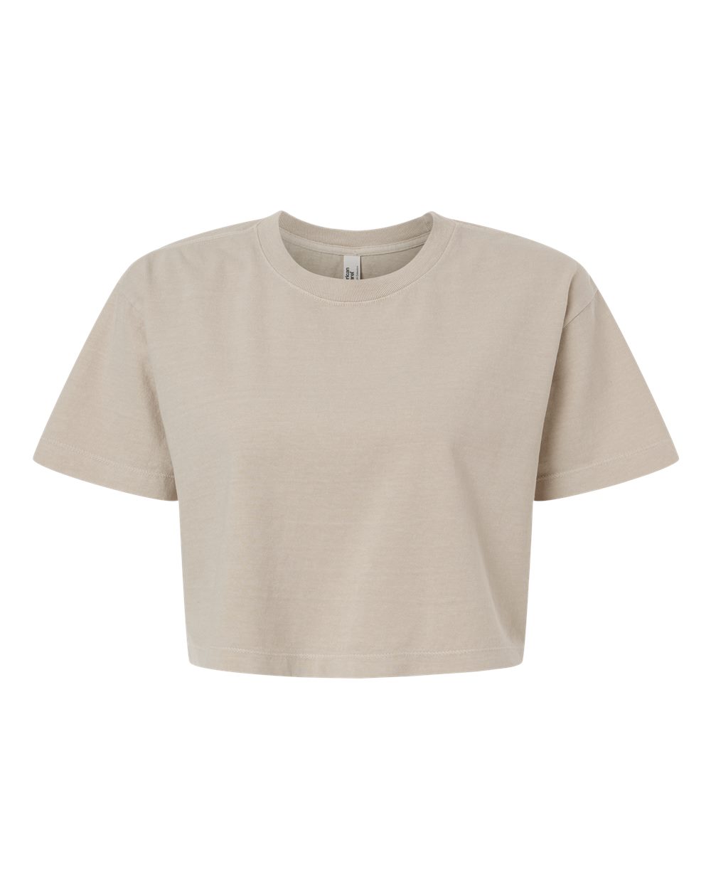 American Apparel Women's Heavyweight Cotton Garment-Dyed Boxy Cropped Tee. 1302GD - Faded Bone