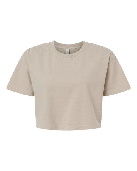 American Apparel Women's Heavyweight Cotton Garment-Dyed Boxy Cropped Tee. 1302GD - Faded Bone