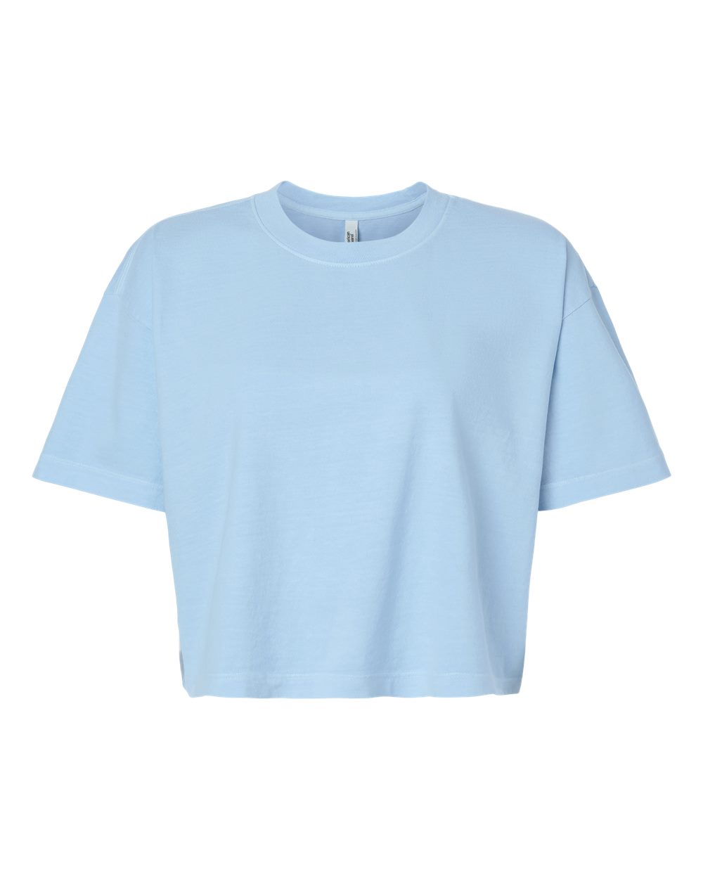 American Apparel Women's Heavyweight Cotton Garment-Dyed Boxy Cropped Tee. 1302GD - Faded Powder Blue