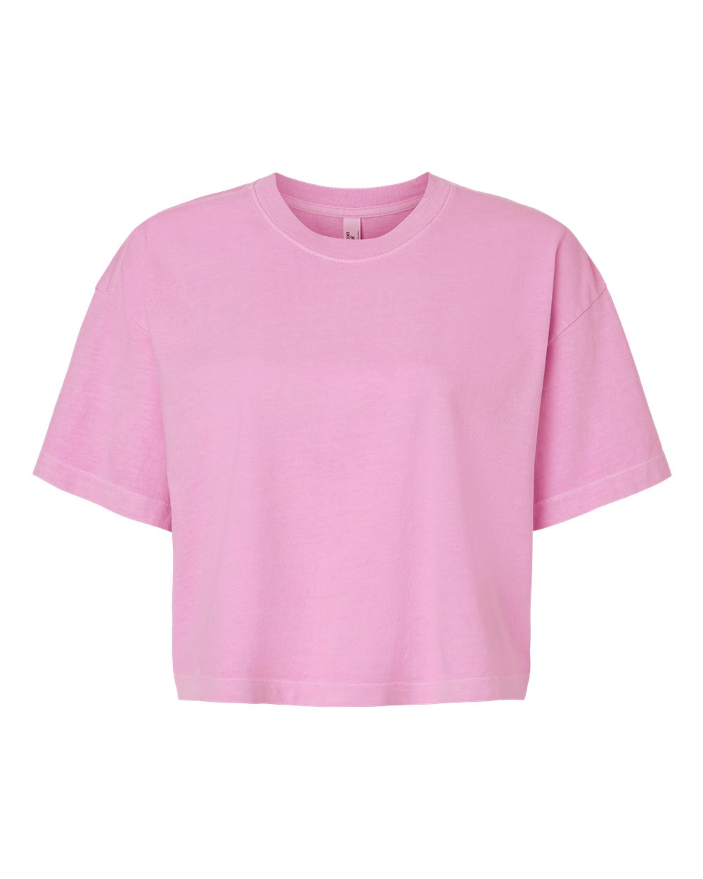 American Apparel Women's Heavyweight Cotton Garment-Dyed Boxy Cropped Tee. 1302GD - Faded Powder Pink