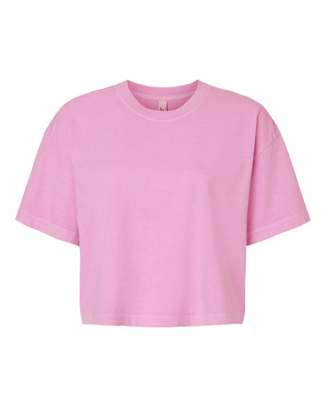 American Apparel Women's Heavyweight Cotton Garment-Dyed Boxy Cropped Tee. 1302GD - Faded Powder Pink