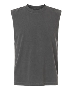 American Apparel Unisex Heavyweight Cotton Garment-Dyed Boxy Muscle Tee. 207GD - Faded Black