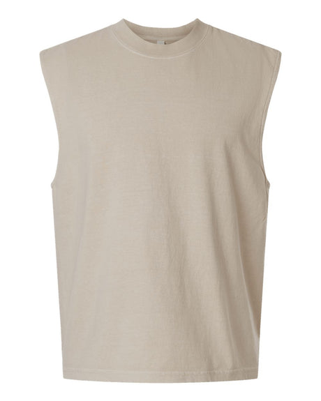 American Apparel Unisex Heavyweight Cotton Garment-Dyed Boxy Muscle Tee. 207GD - Faded Bone