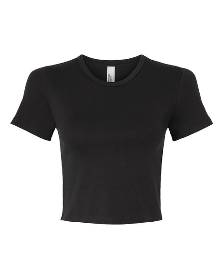 American Apparel Women's Baby Rib Fitted Cropped Tee. BR210 - Black