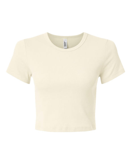 American Apparel Women's Baby Rib Fitted Cropped Tee. BR210 - Bone