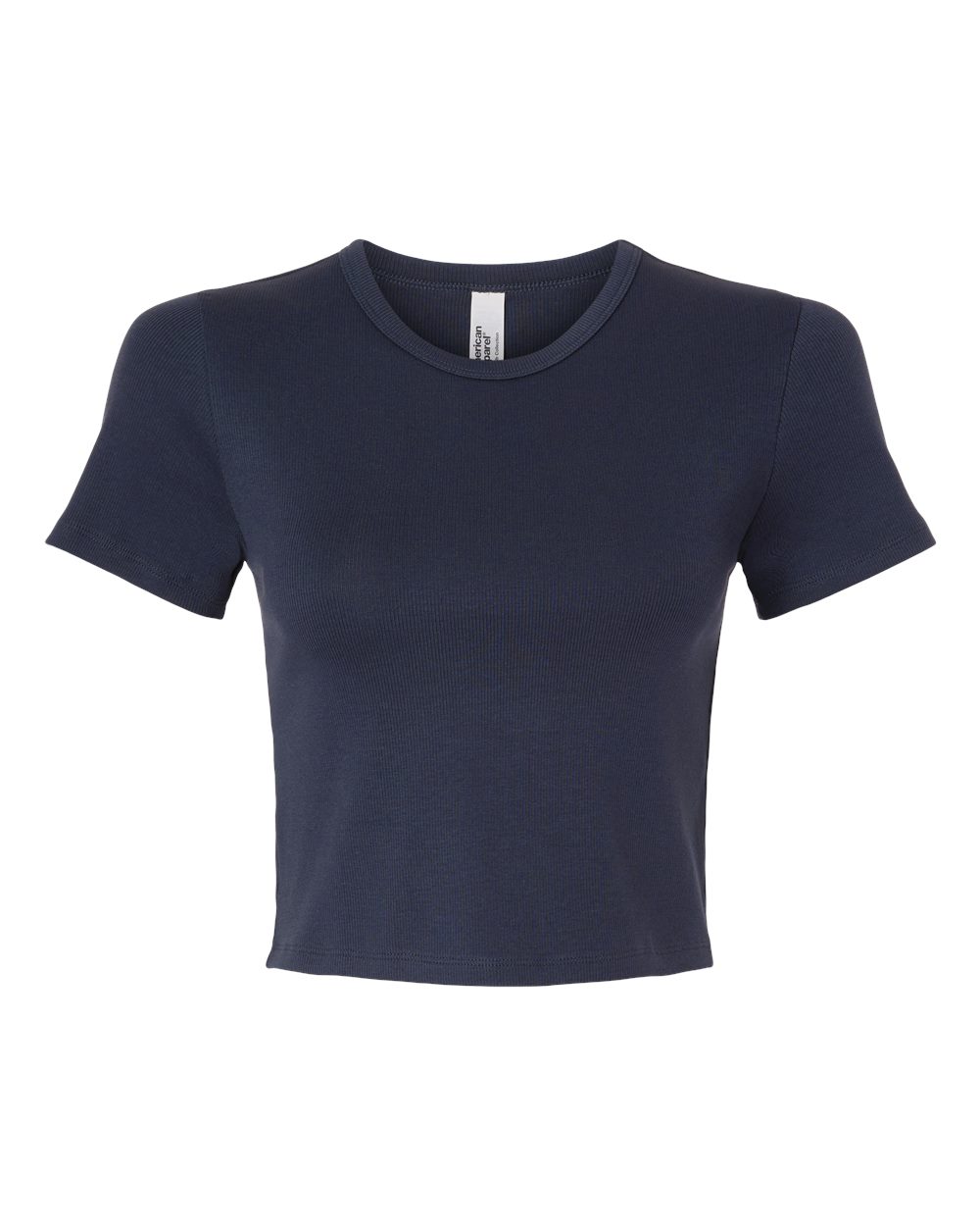 American Apparel Women's Baby Rib Fitted Cropped Tee. BR210 - Navy