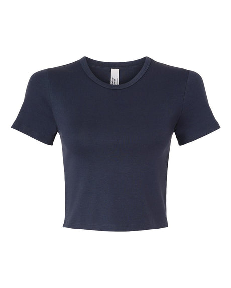 American Apparel Women's Baby Rib Fitted Cropped Tee. BR210 - Navy