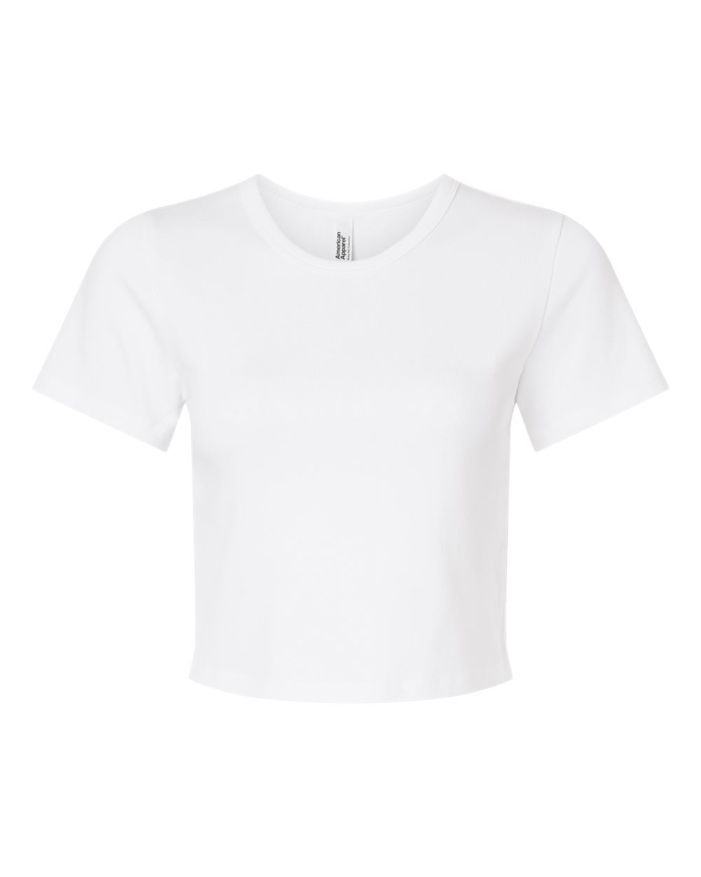 American Apparel Women's Baby Rib Fitted Cropped Tee. BR210 - White