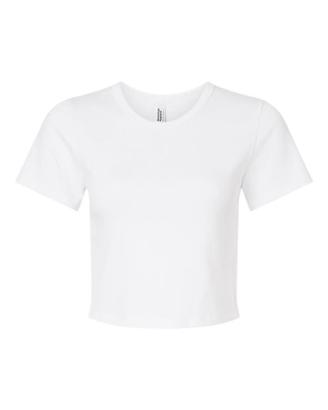 American Apparel Women's Baby Rib Fitted Cropped Tee. BR210 - White