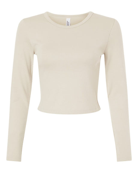 American Apparel Women's Baby Rib Long Sleeve Fitted Tee. BR2107 - Bone