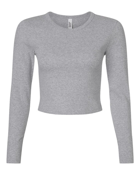American Apparel Women's Baby Rib Long Sleeve Fitted Tee. BR2107 - Heather Grey