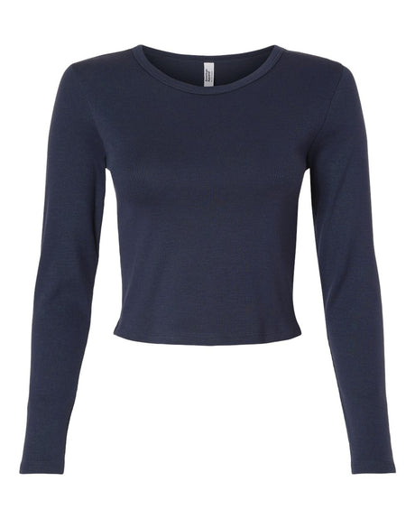 American Apparel Women's Baby Rib Long Sleeve Fitted Tee. BR2107 - Navy