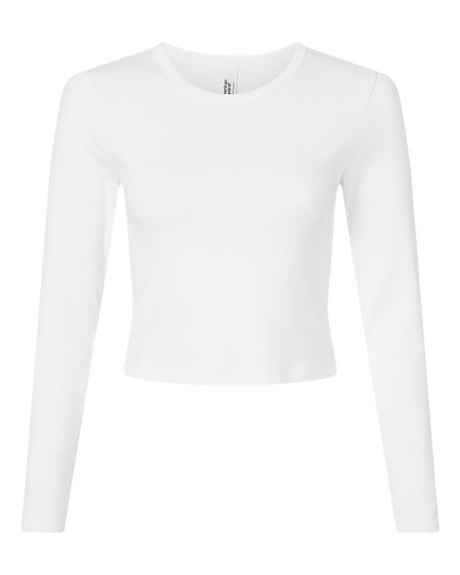 American Apparel Women's Baby Rib Long Sleeve Fitted Tee. BR2107 - White