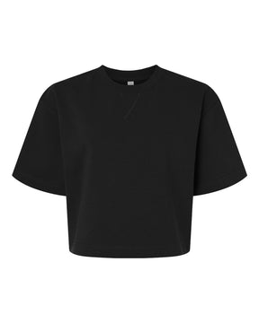 American Apparel Women's French Terry Mid-Length Boxy Top. FTCB0 - Black