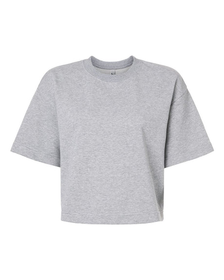 American Apparel Women's French Terry Mid-Length Boxy Top. FTCB0 - Heather Grey