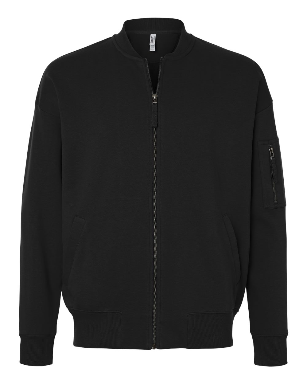 American Apparel Unisex French Terry Bomber Jacket. FTJ77 - Black