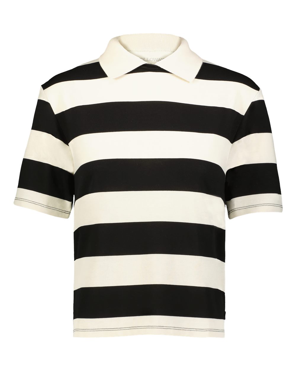 Holloway Women's Prep Street Rugby Crop T-Shirt. 226302 - Alabaster/ Vintage Black