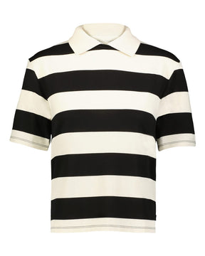 Holloway Women's Prep Street Rugby Crop T-Shirt. 226302 - Alabaster/ Vintage Black