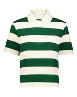 Holloway Women's Prep Street Rugby Crop T-Shirt. 226302 - Alabaster/ Vintage Dark Green