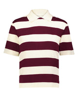 Holloway Women's Prep Street Rugby Crop T-Shirt. 226302 - Alabaster/ Vintage Maroon