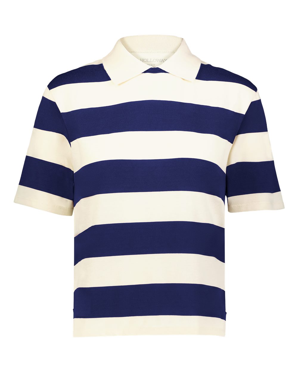 Holloway Women's Prep Street Rugby Crop T-Shirt. 226302 - Alabaster/ Vintage Navy