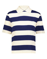 Holloway Women's Prep Street Rugby Crop T-Shirt. 226302 - Alabaster/ Vintage Navy