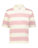 Holloway Women's Prep Street Rugby Crop T-Shirt. 226302 - Alabaster/ Vintage Petal Pink