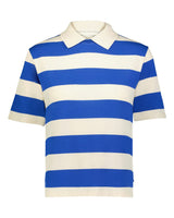 Holloway Women's Prep Street Rugby Crop T-Shirt. 226302 - Alabaster/ Vintage Royal
