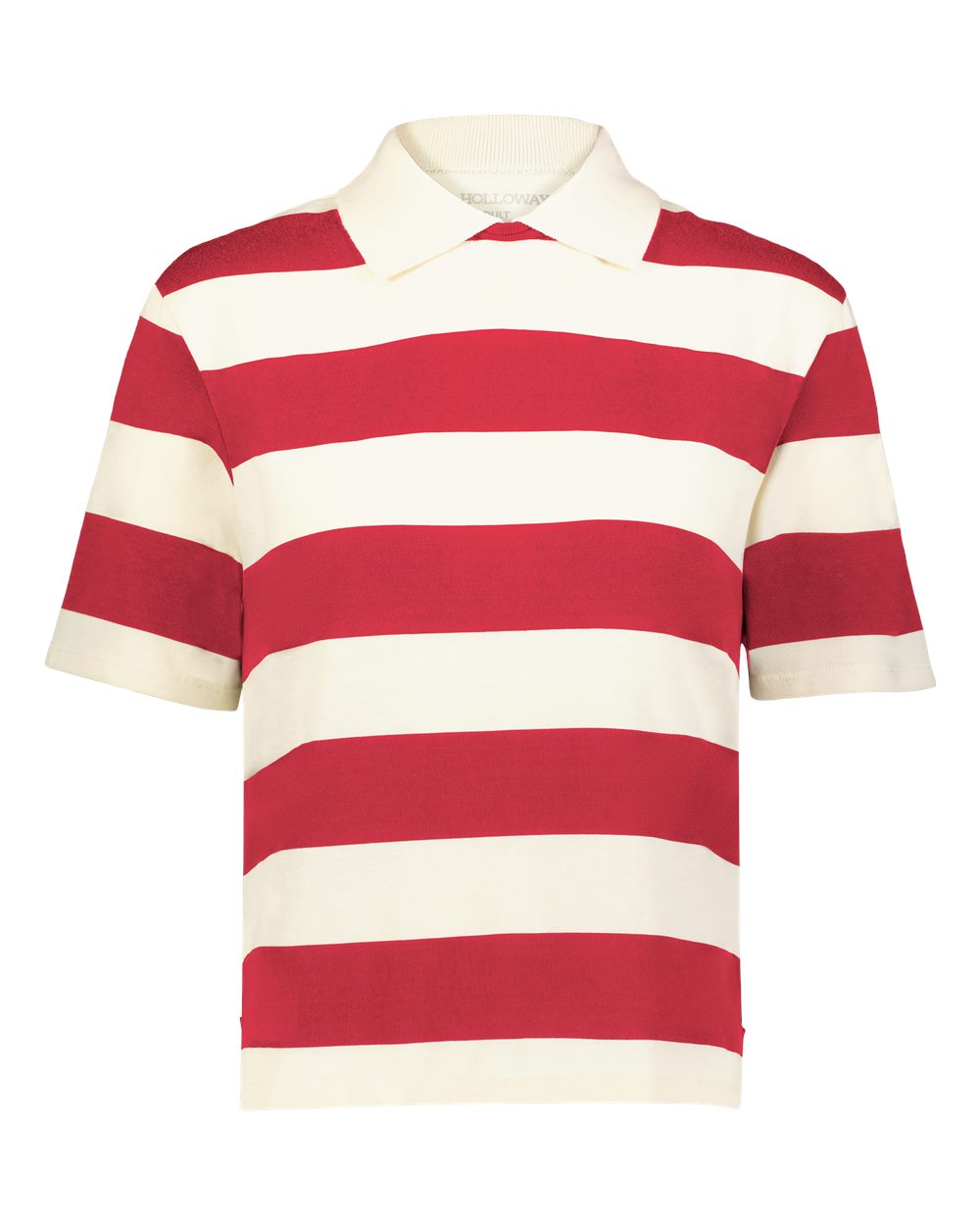 Holloway Women's Prep Street Rugby Crop T-Shirt. 226302 - Alabaster/ Vintage Scarlet
