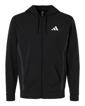 Adidas Men's Game & Go Fleece Full-Zip Hooded Sweatshirt. AT208 - Black