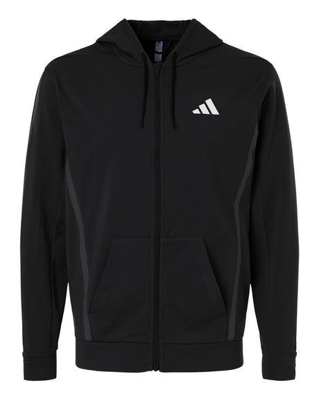 Adidas Men's Game & Go Fleece Full-Zip Hooded Sweatshirt. AT208 - Black
