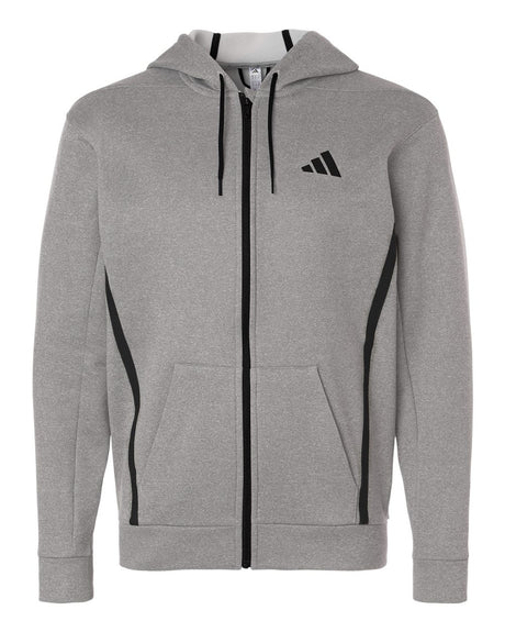 Adidas Men's Game & Go Fleece Full-Zip Hooded Sweatshirt. AT208 - Medium Grey Heather