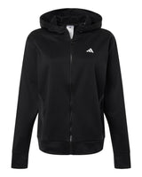 Adidas Women's Game & Go Fleece Full-Zip Hooded Sweatshirt. AT209 - Black/ White