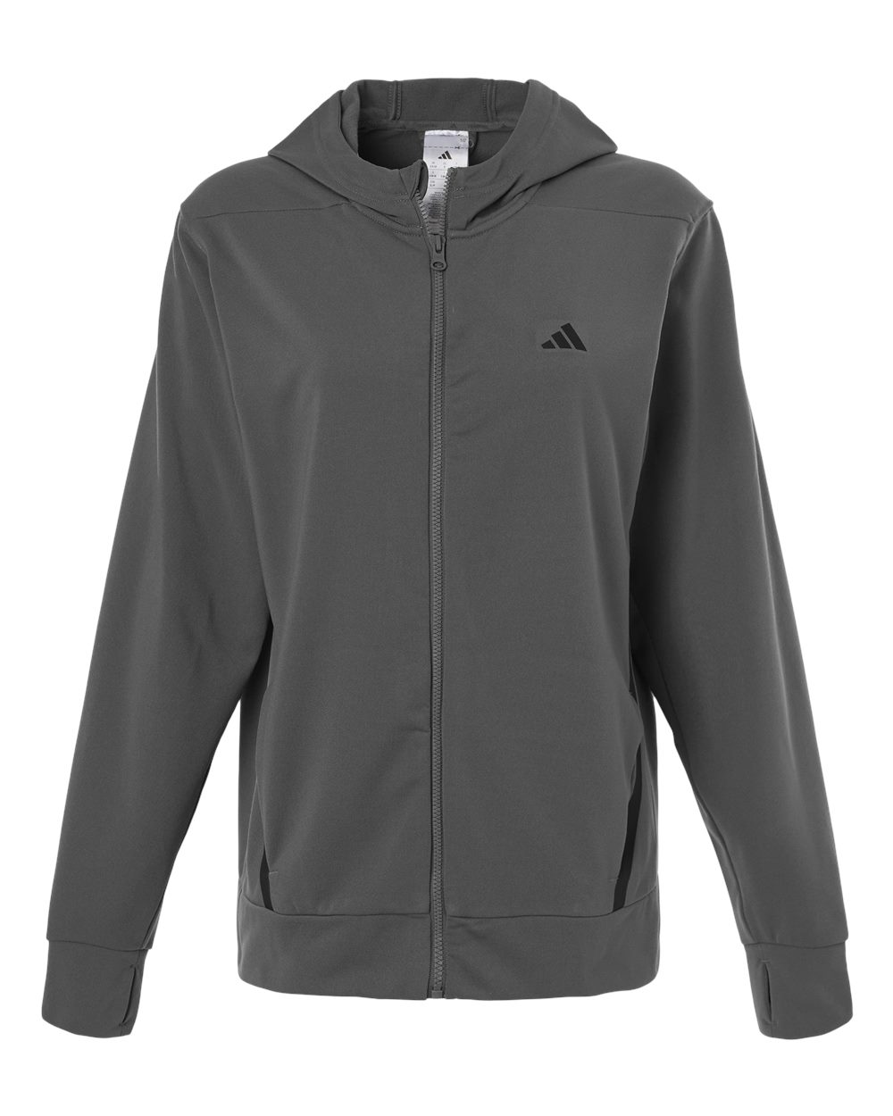 Adidas Women's Game & Go Fleece Full-Zip Hooded Sweatshirt. AT209 - Team Grey Four/ Black