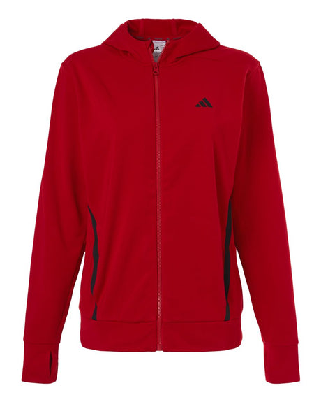 Adidas Women's Game & Go Fleece Full-Zip Hooded Sweatshirt. AT209 - Team Power Red/ Black