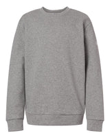 Adidas Youth Fleece Crewneck Sweatshirt. AT202 - Medium Grey Heather/ White