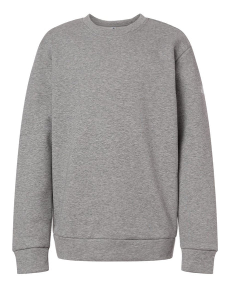 Adidas Youth Fleece Crewneck Sweatshirt. AT202 - Medium Grey Heather/ White