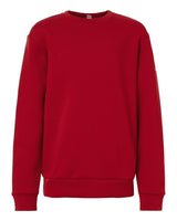 Adidas Youth Fleece Crewneck Sweatshirt. AT202 - Team Power Red/ White