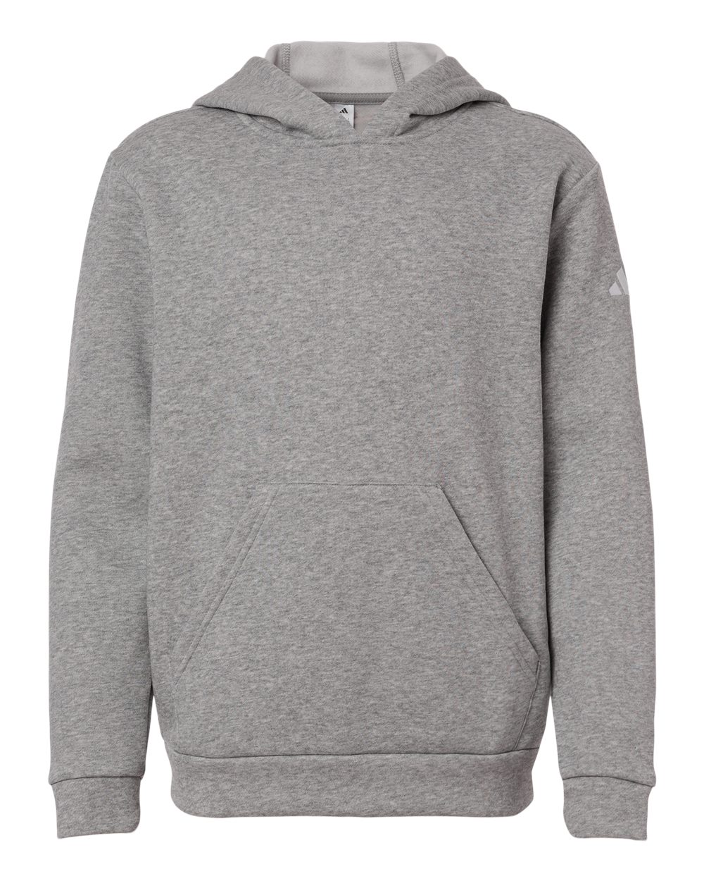 Adidas Youth Fleece Hooded Sweatshirt. AT205 - Medium Grey Heather/ White